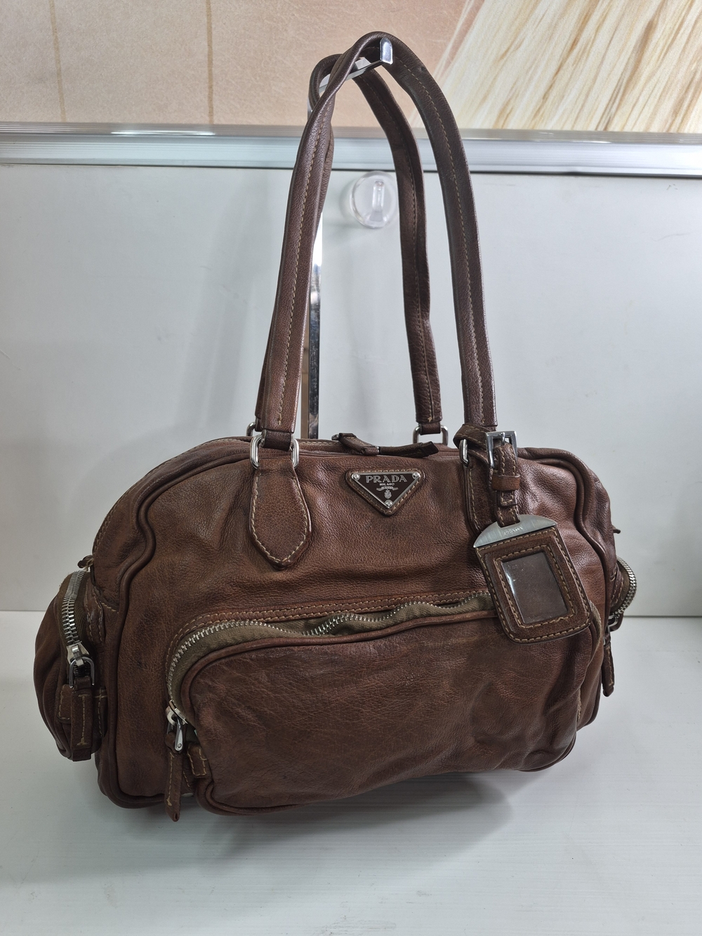 Prada Cargo Brown Leather Shoulder Bag - Picture 5 of 12